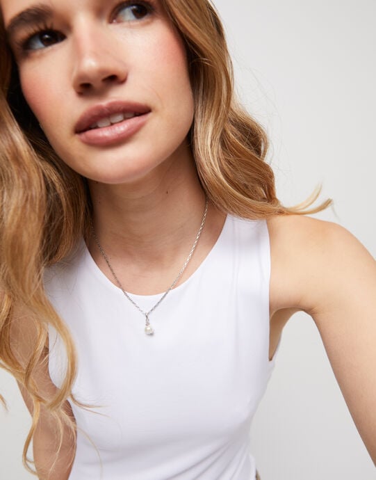 Charm  with pearl, Silver, large